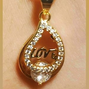 Gold Plated Love Teardrop 24" Necklace